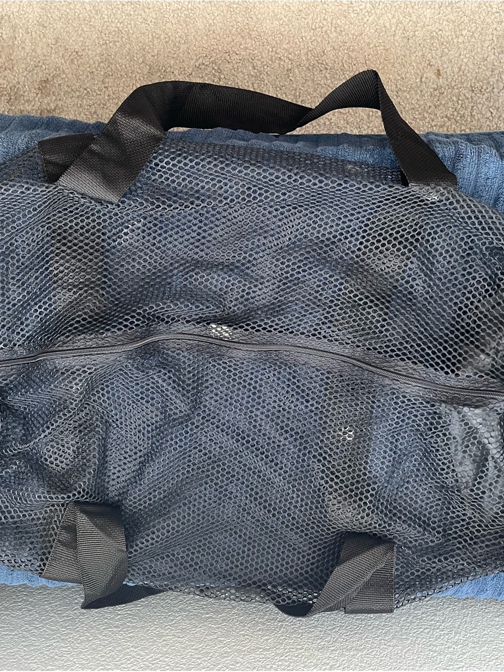 Black Mesh Carry Bag - beach dive pool laundry Tote 21” x 30”